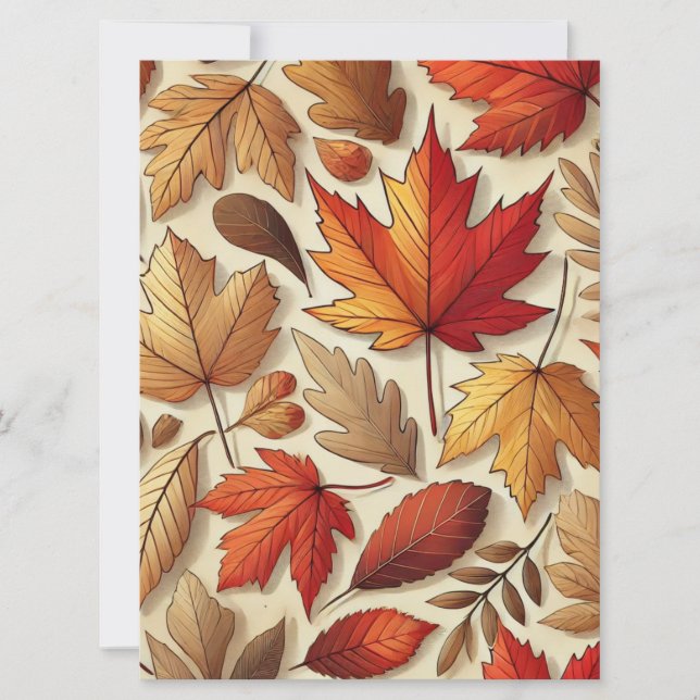 Tarjeta Festiva Hojas clásicas de otoño (Anverso)