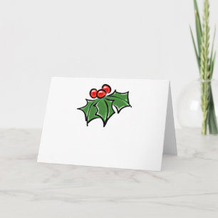 Tarjeta Festiva Hojas de acebo, bayas de acebo, botánica festiva d