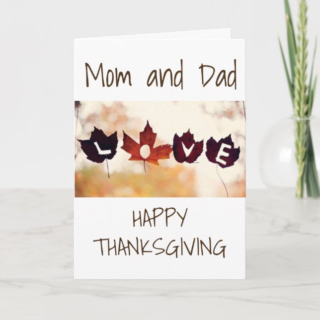 TARJETA FESTIVA HOJAS DE AMOR A GRACIAS A MIS ***PADRES*** (Anverso)