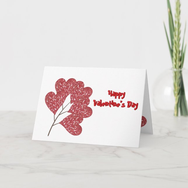 Tarjeta Festiva Hojas de Corazón de Amor (Anverso)