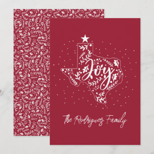 Tarjeta Festiva Hojas de Fiesta de Berry Rojo en Forma de Texas