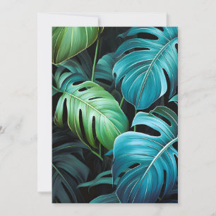 Tarjeta Festiva Hojas de Monstera Botánica Follaje Tropical de la 