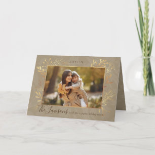 Tarjeta Festiva Hojas de oro de artesano elegante Foto