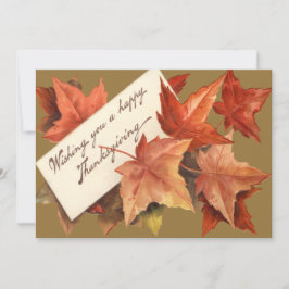 Tarjeta Festiva Hojas de otoño deseándole un feliz Día de Acción d