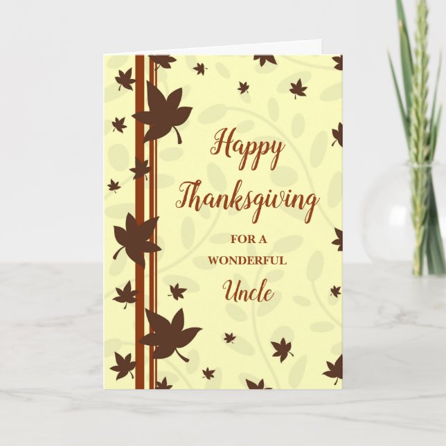 Tarjeta Festiva Hojas de otoño Feliz Día de Acción de Gracias Tío (Anverso)