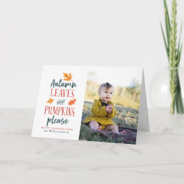 Tarjeta Festiva Hojas de otoño y calabazas por favor