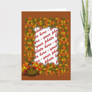 Tarjeta Festiva Hojas de otoño y marco fotográfico de peregrinació