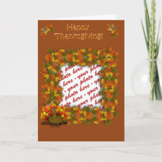 Tarjeta Festiva Hojas de otoño y marco fotográfico de Turquía preo