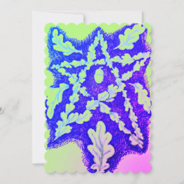 Tarjeta Festiva Hojas de roble Pentagram Neon Colorful