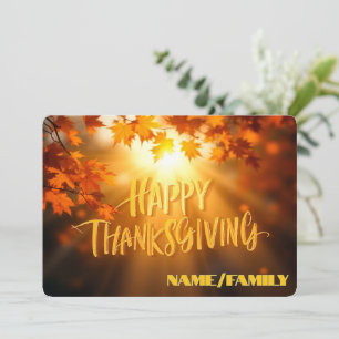 Tarjeta Festiva Hojas doradas de otoño – Feliz Día de Acción de Gr