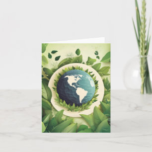 Tarjeta Festiva Hojas verdes del planeta Tierra
