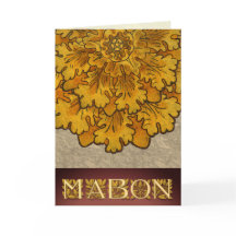 Hojas y letras de roble de Mabón