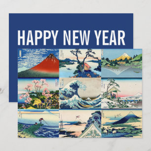 Tarjeta Festiva Hokusai - Feliz Año Nuevo / 36 Vistas del Monte Fu