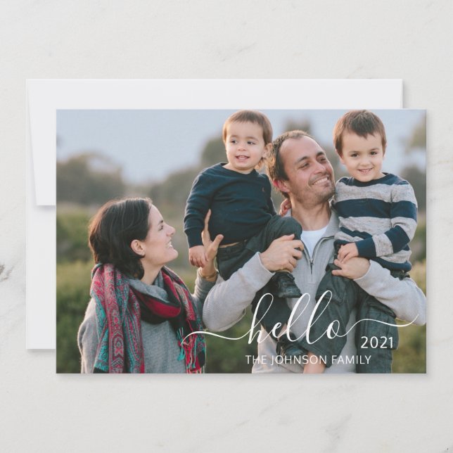 Tarjeta Festiva Hola 2021 2 Mensaje de foto guión Feliz Año Nuevo (Anverso)