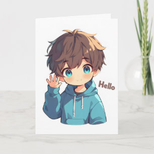 Tarjeta Festiva Hola Anime Chico Lindo