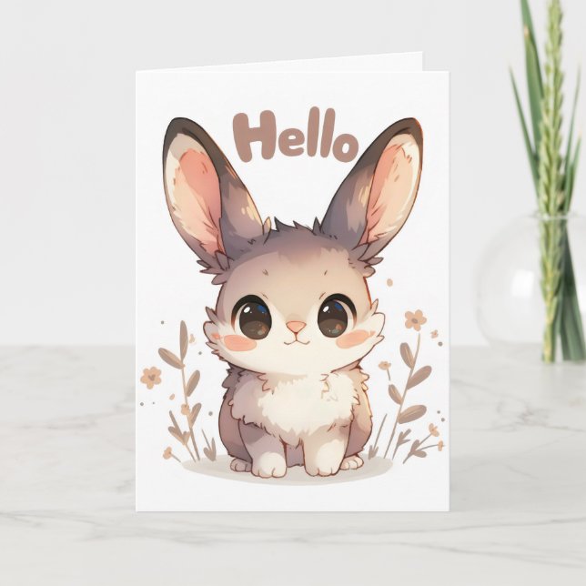 Tarjeta Festiva Hola Anime de Conejo Lindo (Anverso)