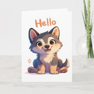 Tarjeta Festiva Hola Anime de Perro Lindo Kawaii