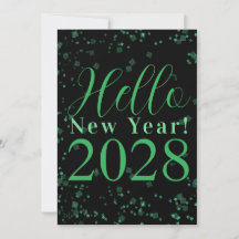 ¡Hola Año Nuevo! Feliz Año Nuevo Verde Negro Brill