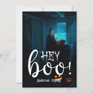 Tarjeta Festiva ¡Hola Boo! Foto de Halloween 