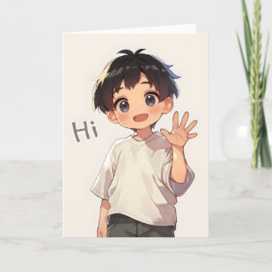 Tarjeta Festiva Hola Chibi Boy Anime
