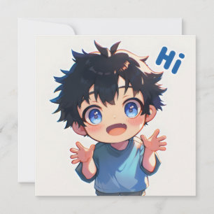 Tarjeta Festiva Hola Chico Anime Lindo