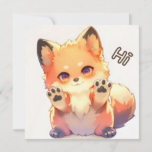 Tarjeta Festiva Hola Cute Fox Anime