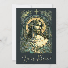 Tarjeta Festiva ¡Hola es Risen! Art Nouveau Jesús pintando Pascua