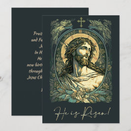 Tarjeta Festiva ¡Hola es Risen! Art Nouveau Jesús pintando Pascua