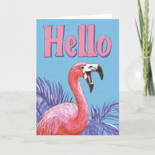 Tarjeta Festiva Hola Flamingo Rosa