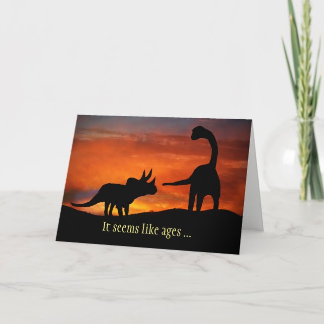 Tarjeta Festiva Hola, hola, buenos dinosaurios, divertida forma de (Anverso)