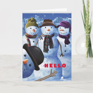 TARJETA FESTIVA HOLA/MERRY CHRISTMAS TO "YOU" DICE SNOWMEN