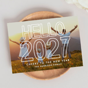 Tarjeta Festiva Hola moderno 2027 Foto Año Nuevo