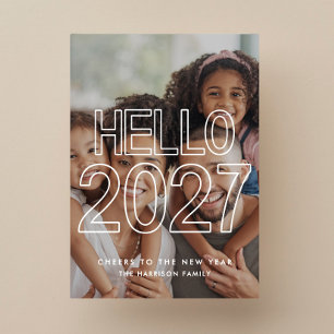 Tarjeta Festiva Hola moderno 2027 Foto Año Nuevo