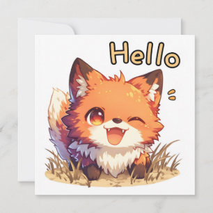 Tarjeta Festiva Hola pequeño zorro anime