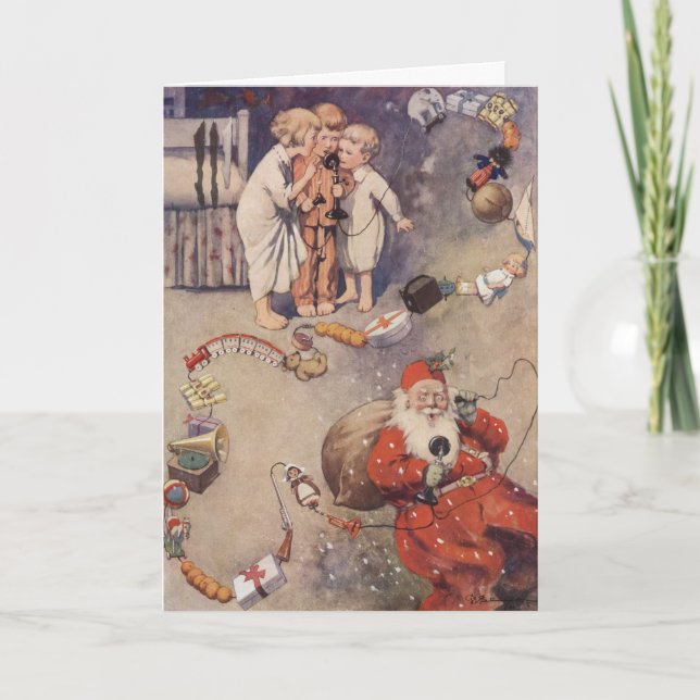 Tarjeta Festiva Hola, Santa! por George E Studdy (Anverso)