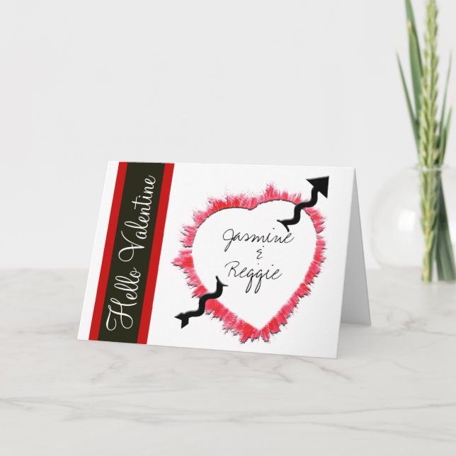 Tarjeta Festiva Hola Valentine Textured Heart Outline Valentine (Anverso)