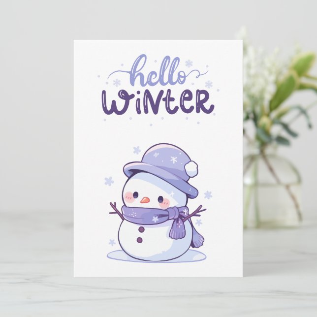 Tarjeta Festiva Hola Winter Snowwoman (Anverso de pie)