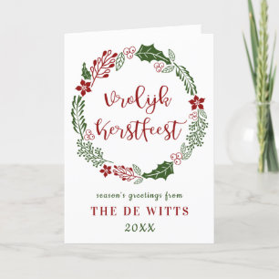 Tarjeta Festiva Holandesa Feliz Navidad, Vrolijk Kerstfeest, Perso