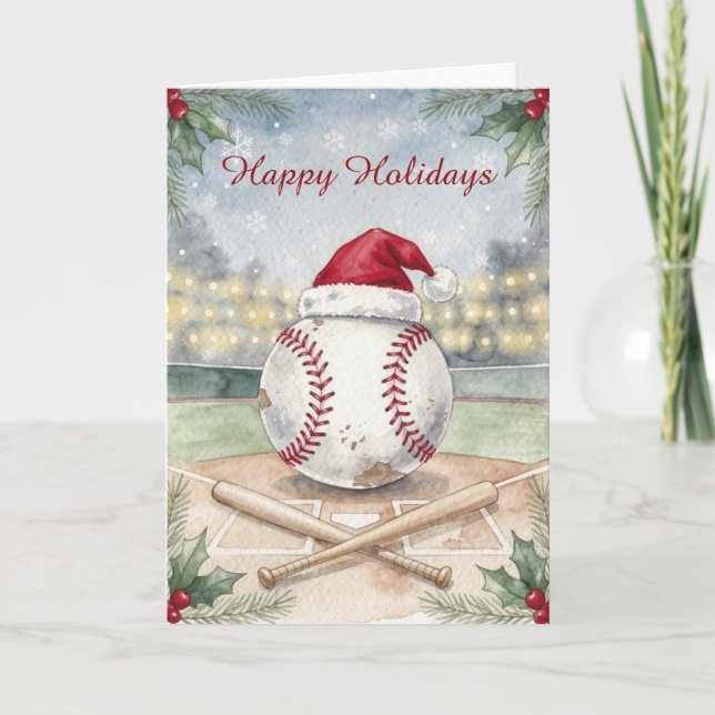 Tarjeta Festiva Holiday Baseball Christmas Cards (Anverso)