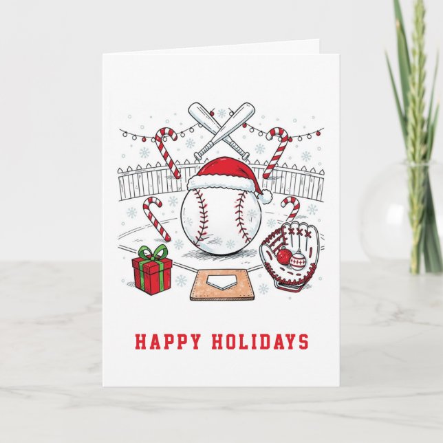 Tarjeta Festiva Holiday Baseball Christmas Cards (Anverso)