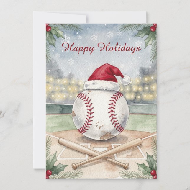 Tarjeta Festiva Holiday Baseball Christmas Cards (Anverso)