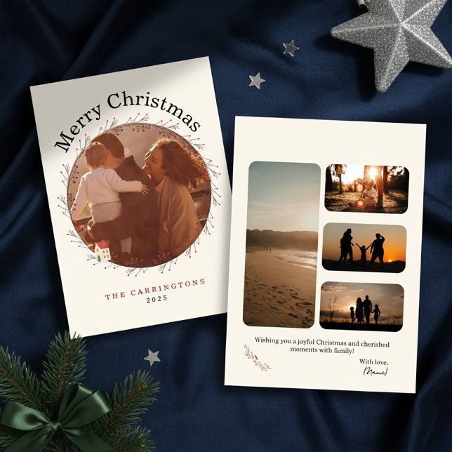 Tarjeta Festiva Holiday Berry Branch Christmas Photo Holiday Card (elegant photo christmas cards)