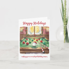 Tarjeta Festiva Holiday Billiard player Christmas Cards