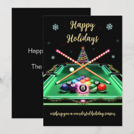 Tarjeta Festiva Holiday Billiard player Christmas Cards