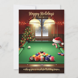 Tarjeta Festiva Holiday Billiard player Christmas Cards