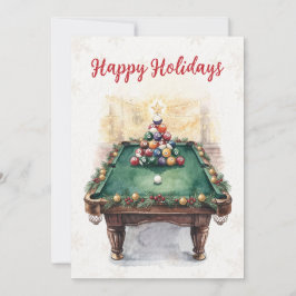 Tarjeta Festiva Holiday Billiard player Christmas Cards