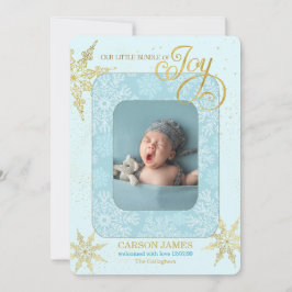 Tarjeta Festiva Holiday Birth Announcement It's a Boy Blue Photo