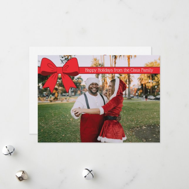 Tarjeta Festiva Holiday Bow (Anverso/Reverso In Situ)