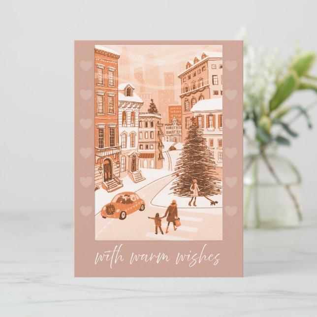 Tarjeta Festiva Holiday card Warm wishes (Anverso de pie)