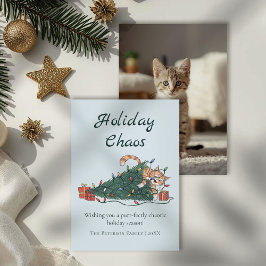 Tarjeta Festiva Holiday Chaos Funny Cat Christmas Card